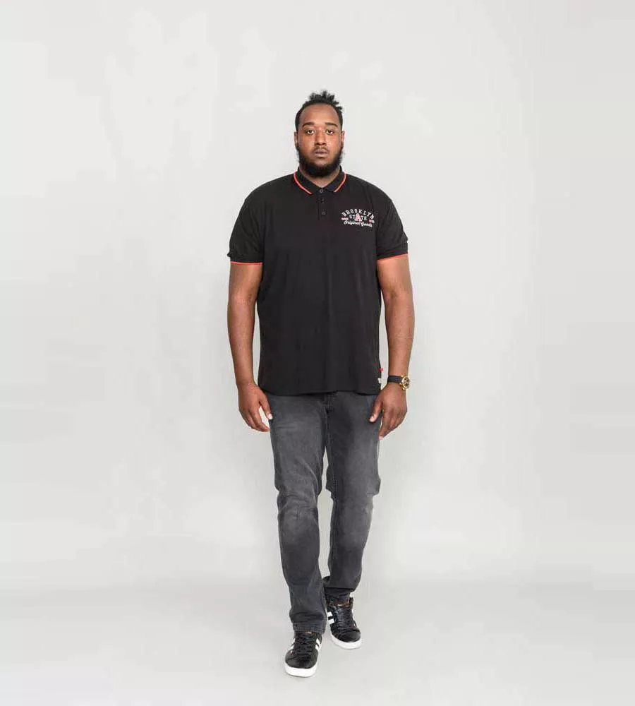 D555 Tall Mens Black Polo Shirt With Brooklyn Chest Embroidery (CANNING 2)