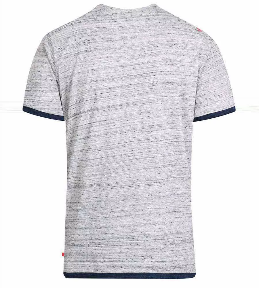  D555 Tall Mens Grey Printed T-Shirt With Double Layer Cuff & Hem (FINN 2)