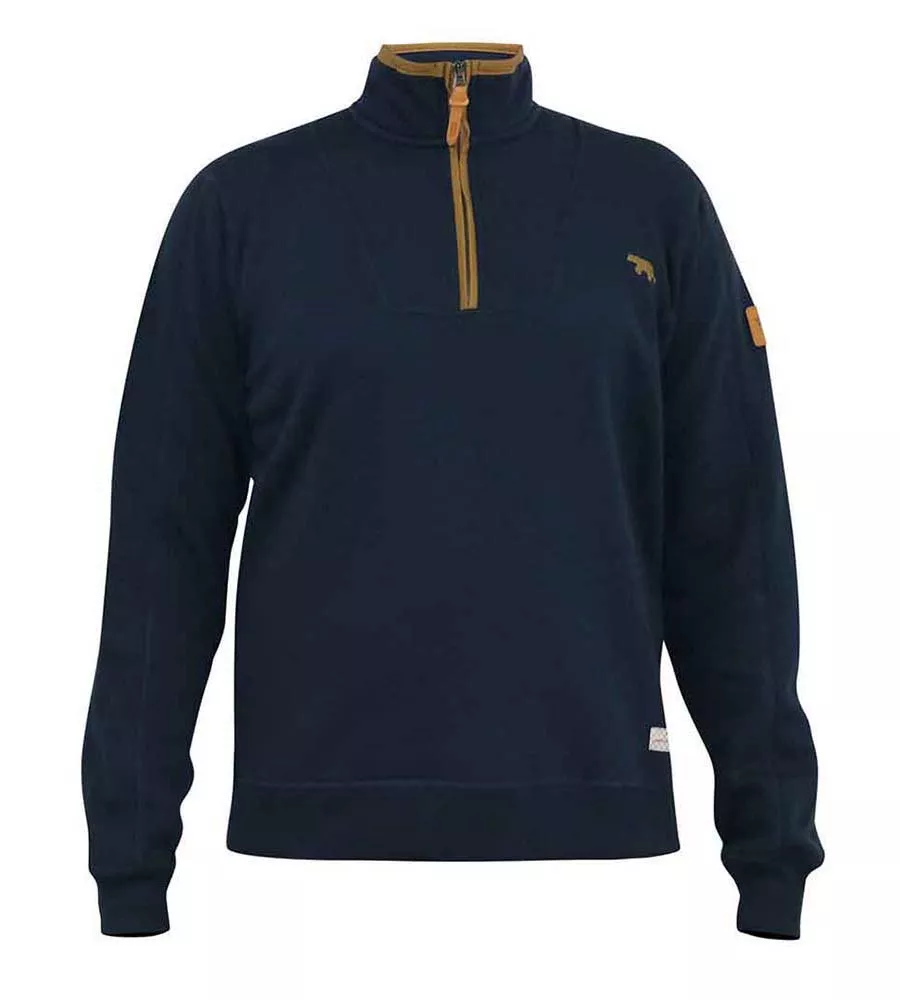 D555 Tall Mens Navy Zip Neck Sweatshirt With Chest Embroidery (DONALD)