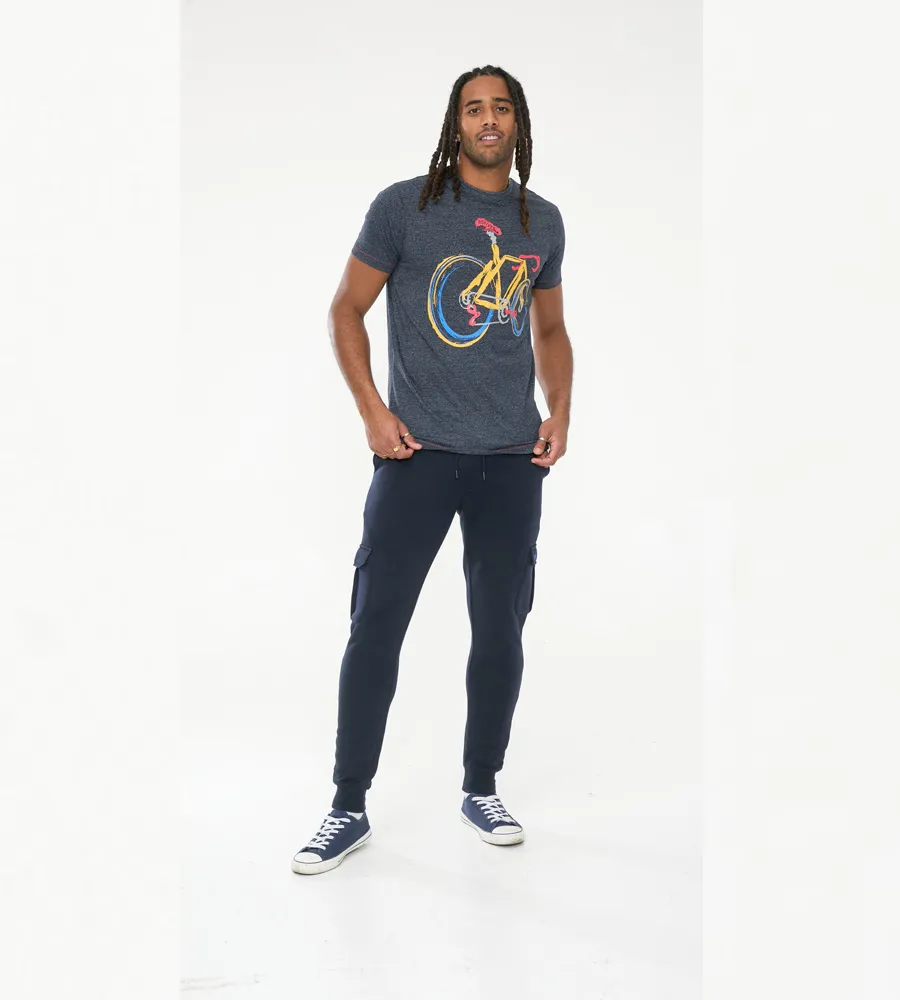 D555 Tall Mens Printed T-Shirt With Abstract Bicycle Print (GAMSTON)