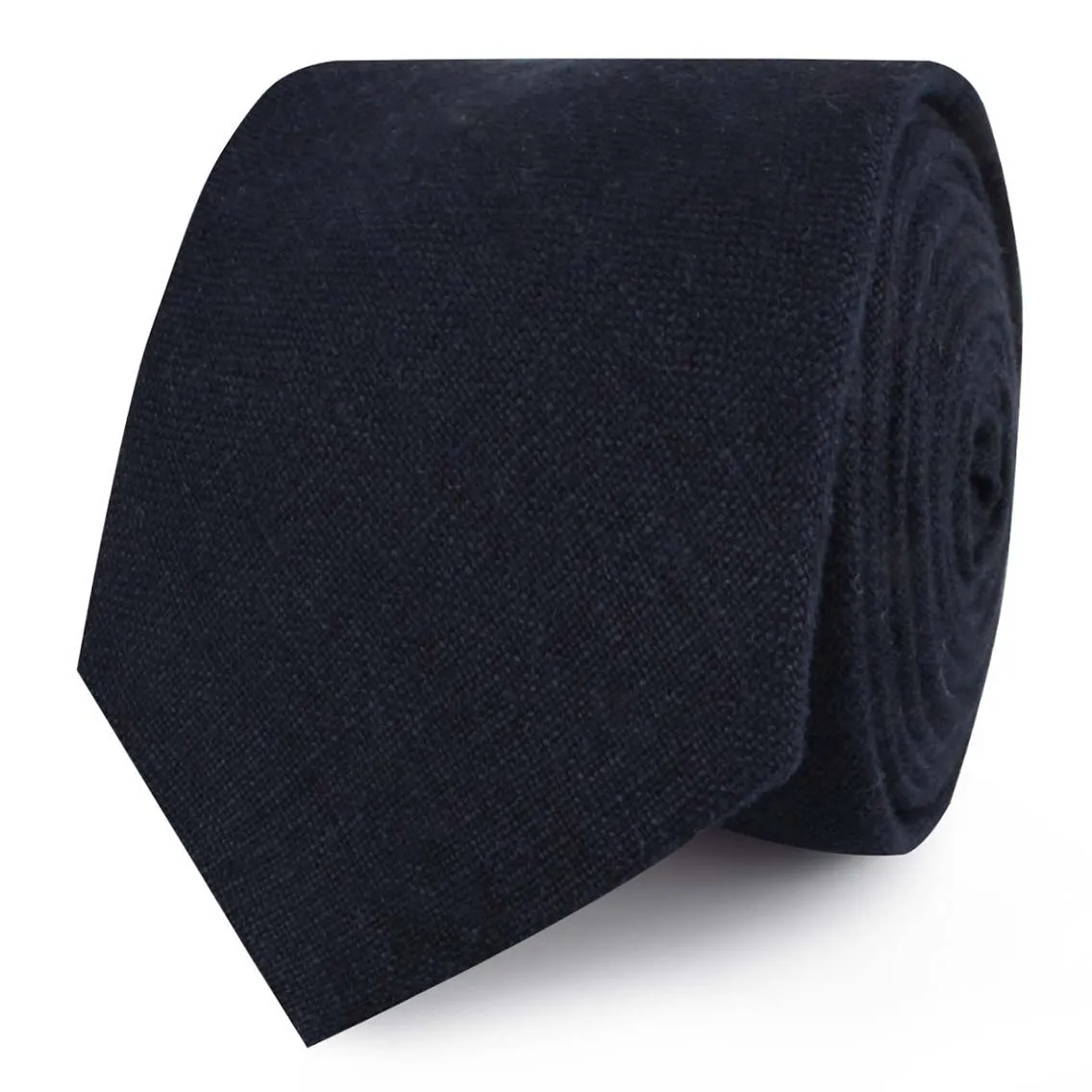 Dark Midnight Blue Linen Skinny Tie