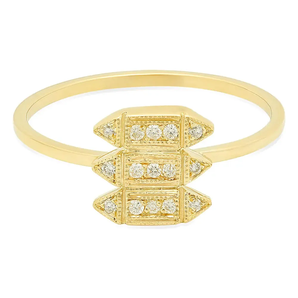 Delicate Triple Love Bricks Diamond Ring