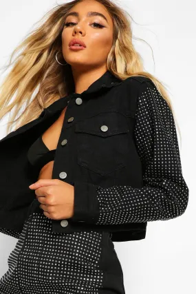 Diamante Rhinestone Denim Cropped Jacket