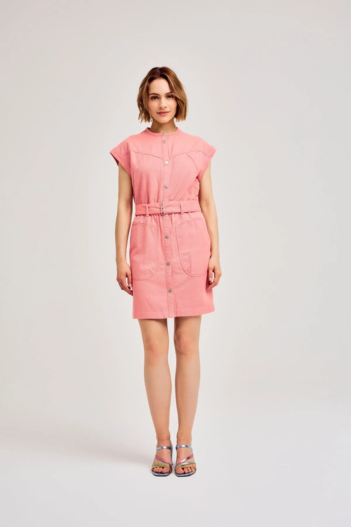 Dive Pink Mini Denim Dress