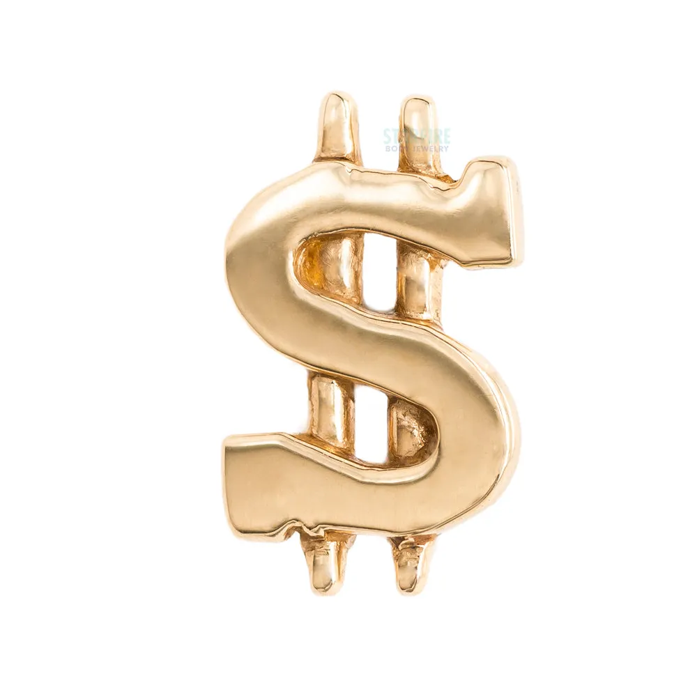 Dollar Symbol Separate Threaded End in Gold