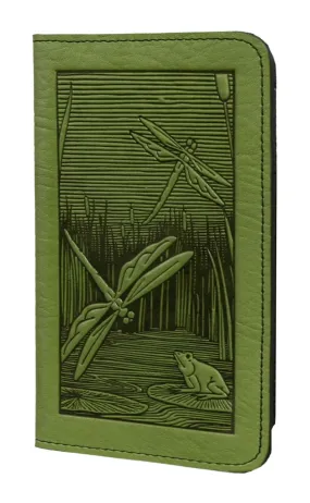 Dragonfly Pond Leather Check Book Cover