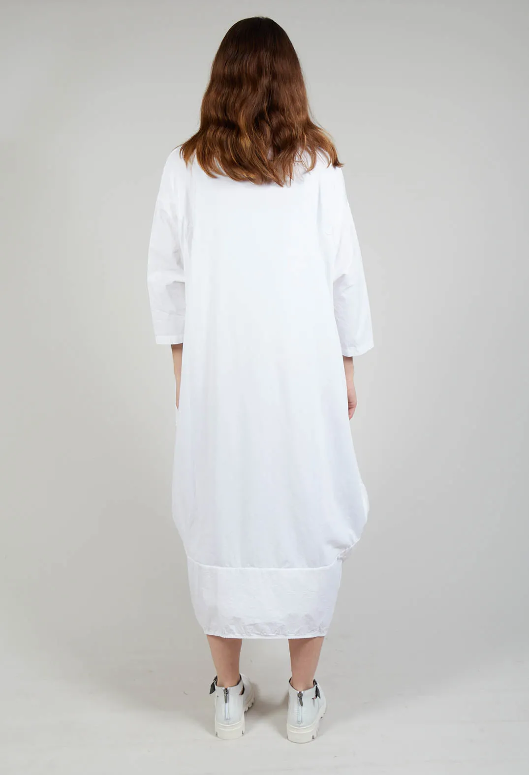 Dual Fabric Relaxed Fit Dress in White