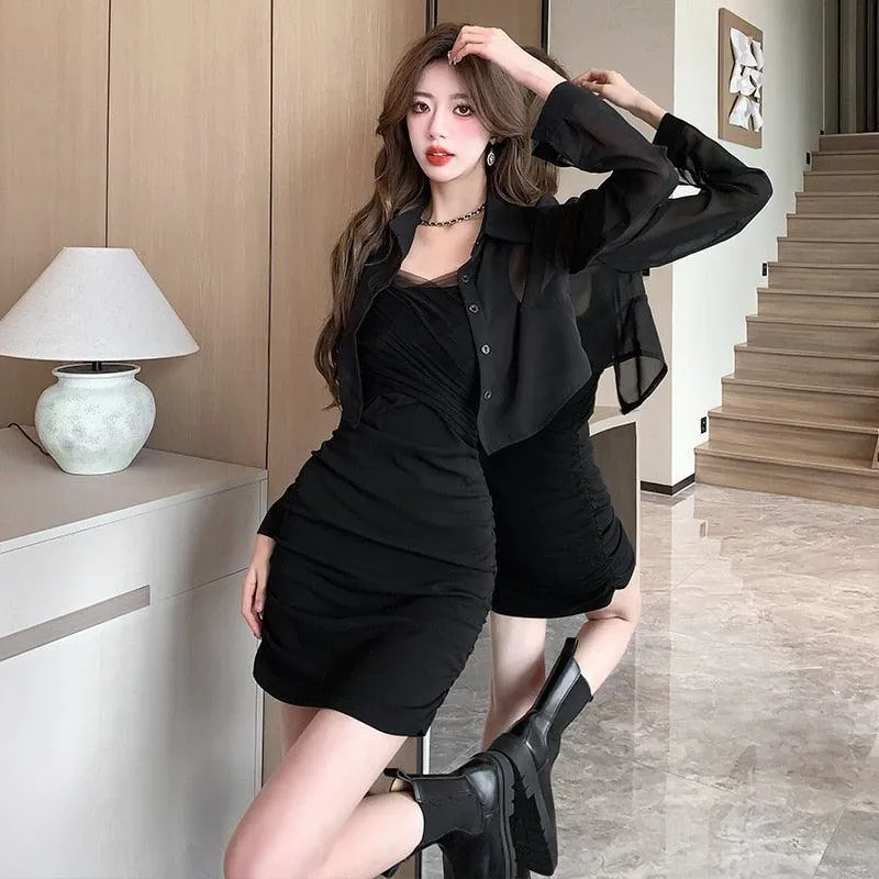 Elegant Slim Mesh Office Lady Mini Dress