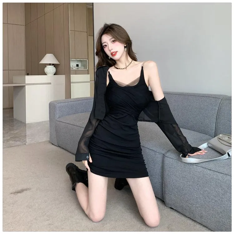 Elegant Slim Mesh Office Lady Mini Dress