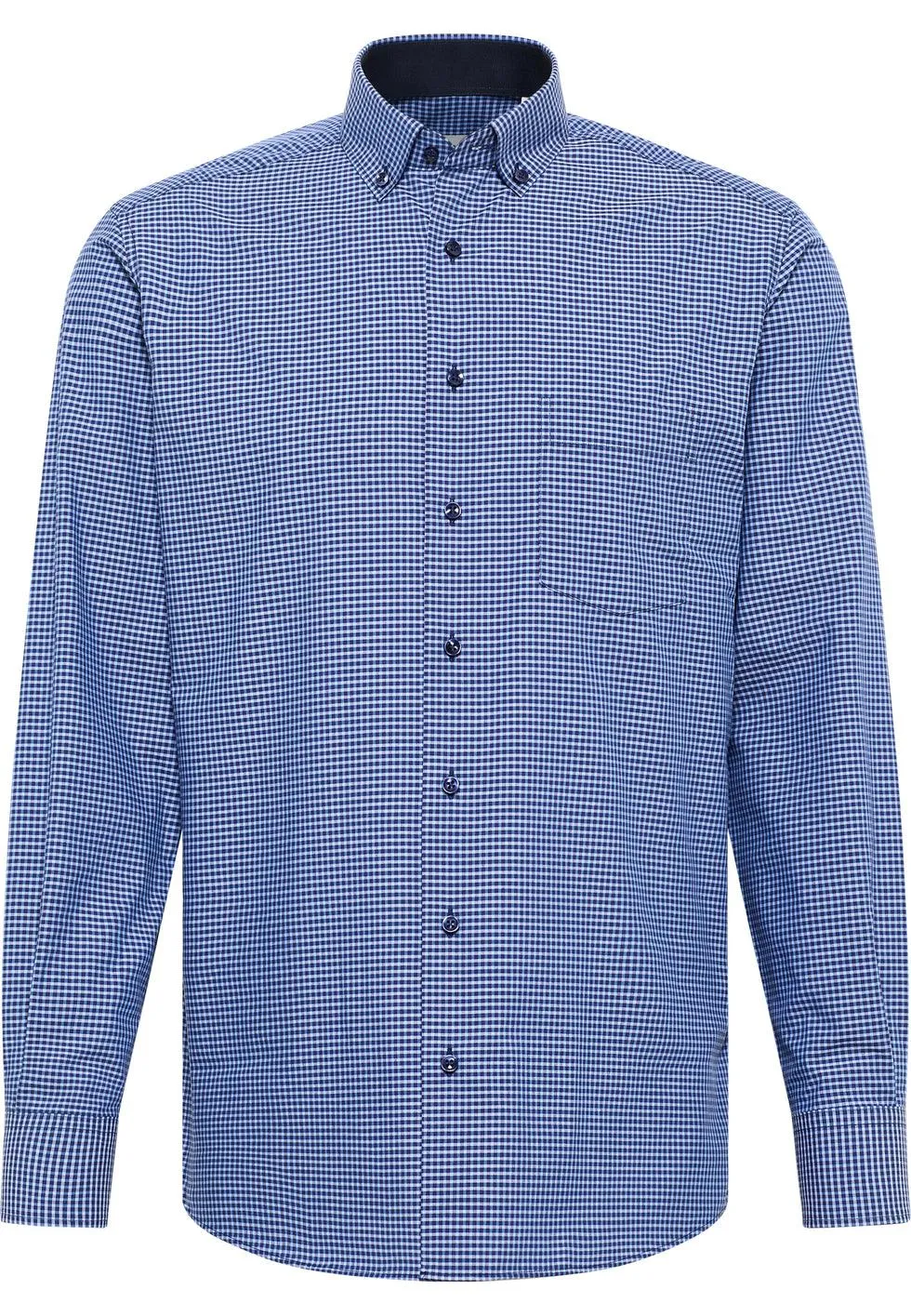 ETERNA - Chemise manches longues vichy Modern Fit - Marine/Bleu