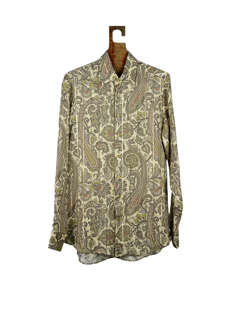 Etro Camicia Paisley in seta oro - Tg. 42