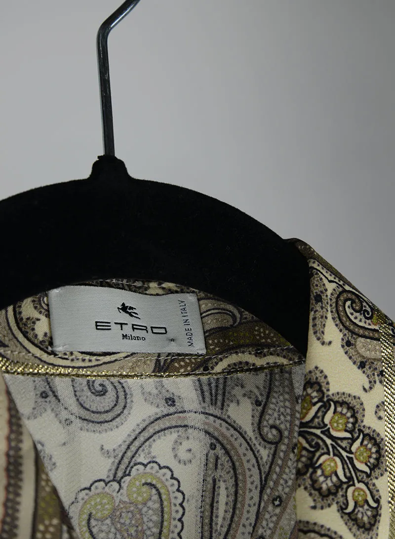 Etro Camicia Paisley in seta oro - Tg. 42