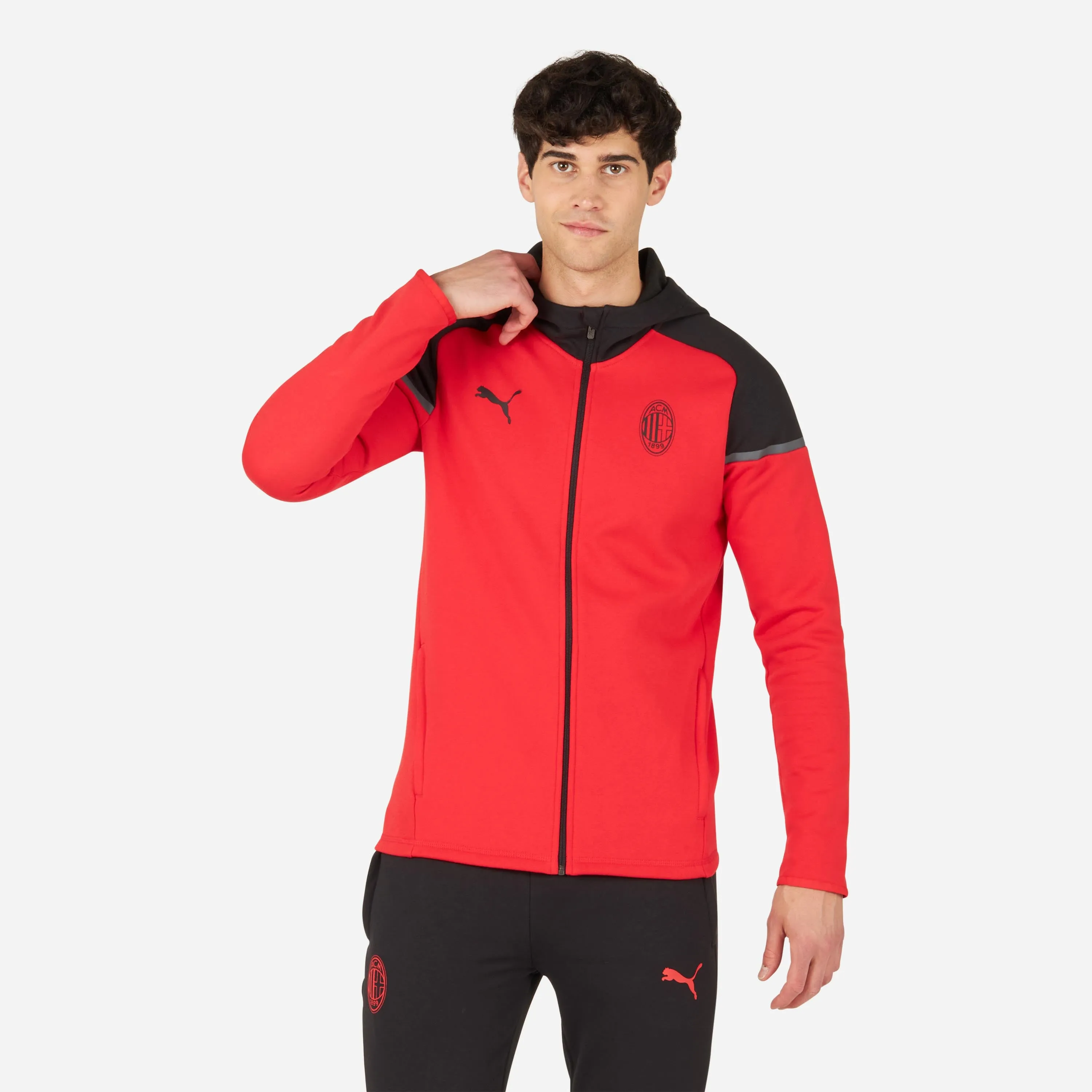 FELPA MILAN CASUALS 2023/24 CON ZIP E CAPPUCCIO