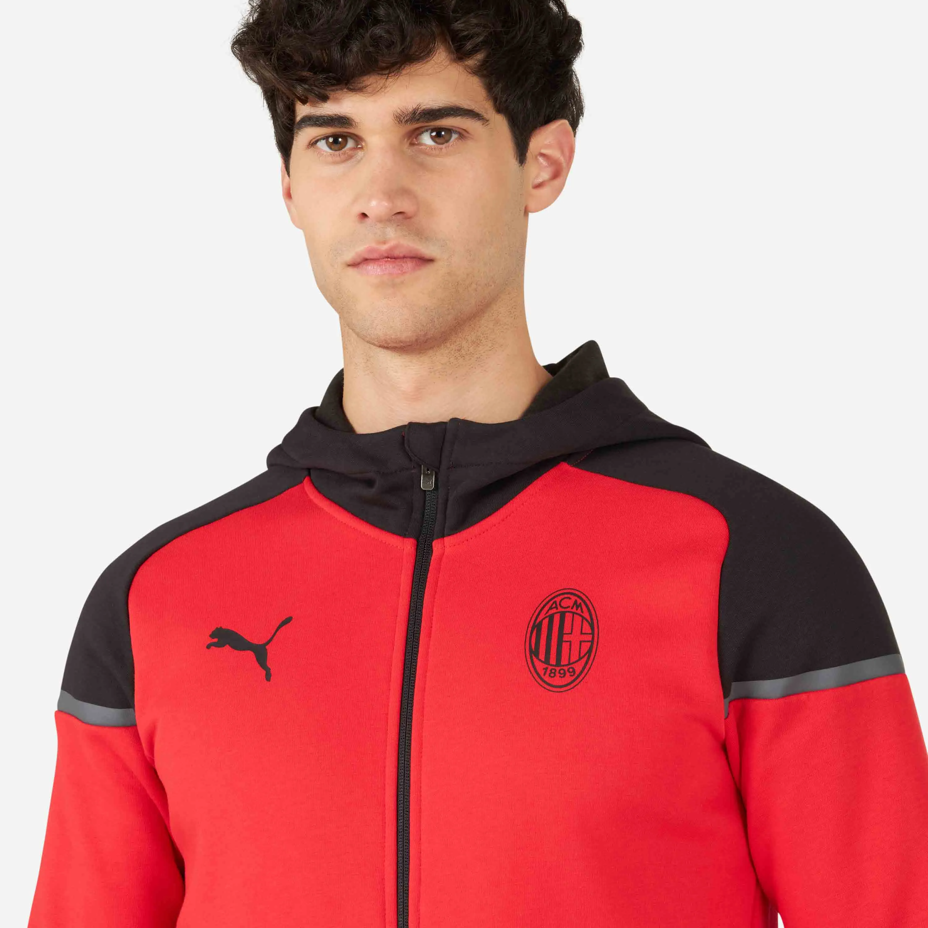 FELPA MILAN CASUALS 2023/24 CON ZIP E CAPPUCCIO