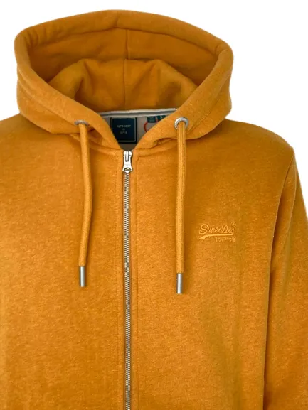 FELPA UOMO GIALLO OCRA CON ZIP E CAPPUCCIO