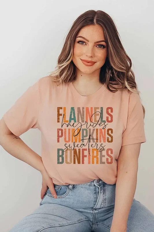 FLANNELS PUMPKINS BONFIRES GRAPHIC TEE PLUS SIZE