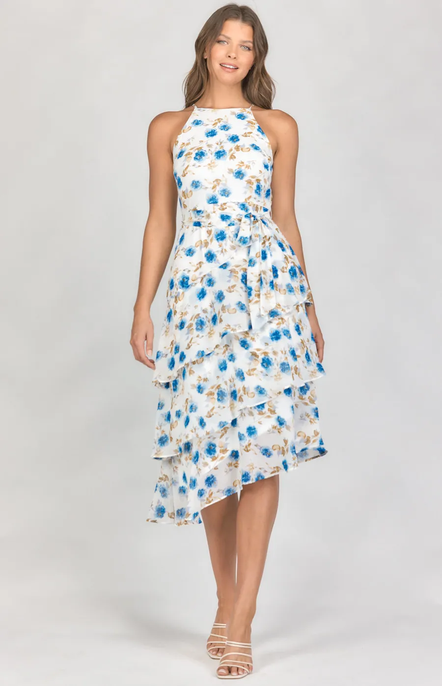 Floral Chiffon Tiered Ruffle Dress (ADR1101-4A)