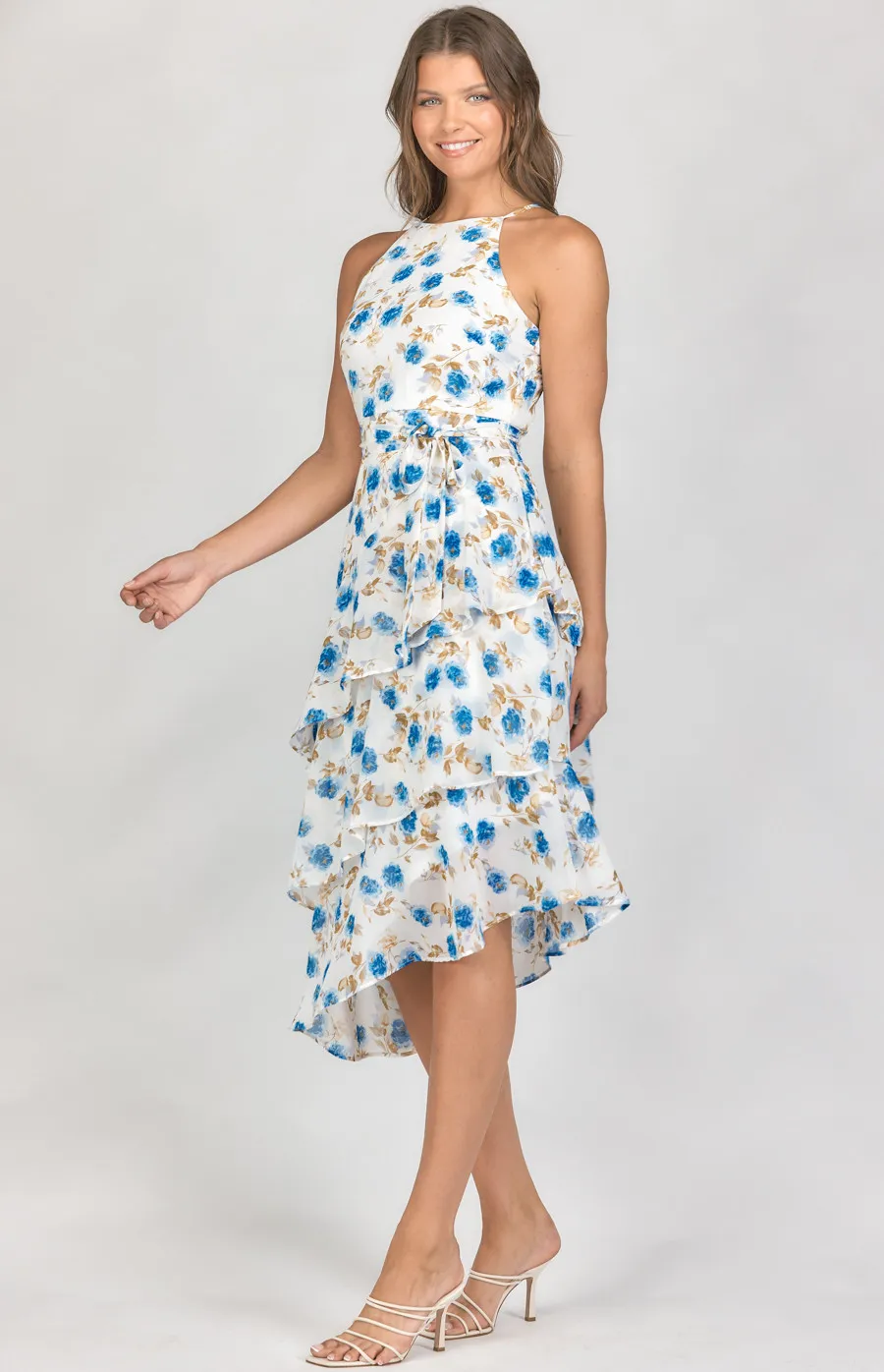 Floral Chiffon Tiered Ruffle Dress (ADR1101-4A)