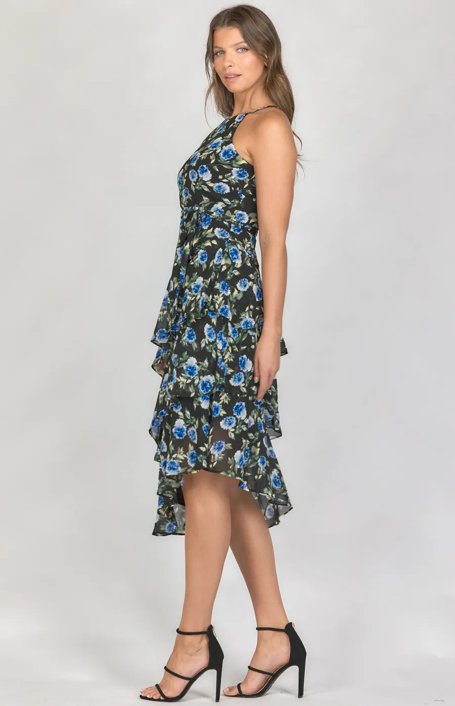 Floral Chiffon Tiered Ruffle Dress (ADR1101-4A)