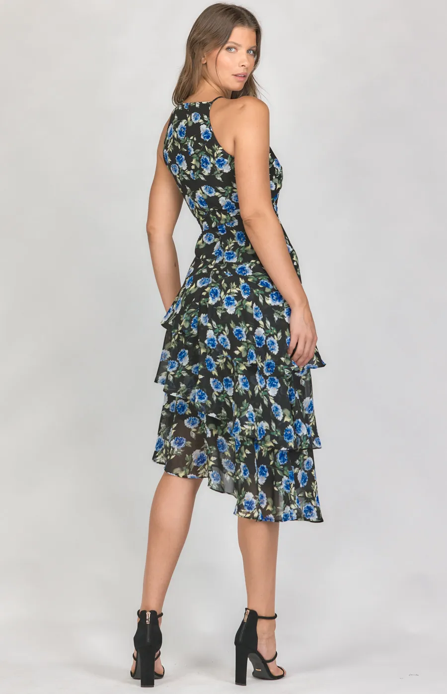 Floral Chiffon Tiered Ruffle Dress (ADR1101-4A)