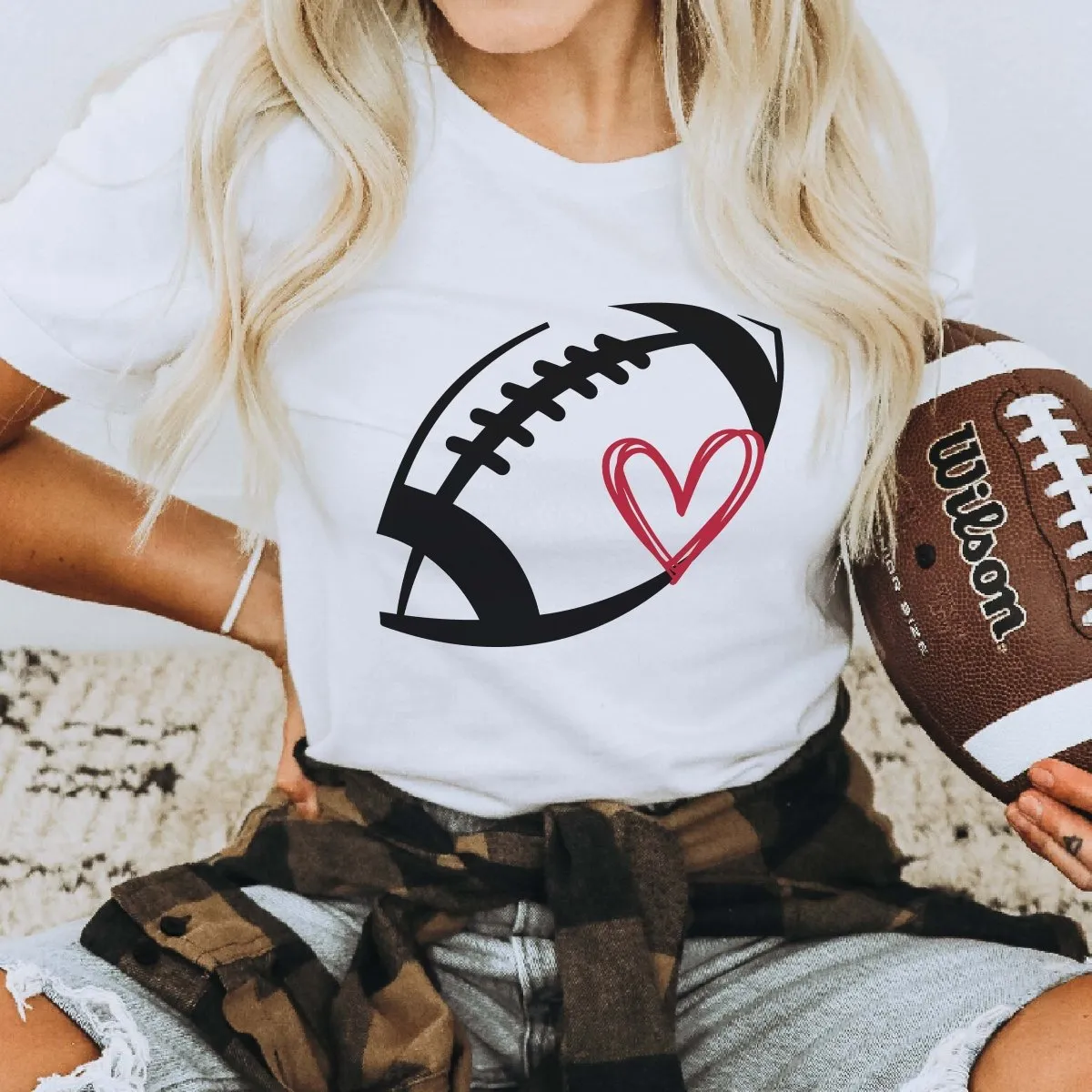 Football With Heart Graphic Tee