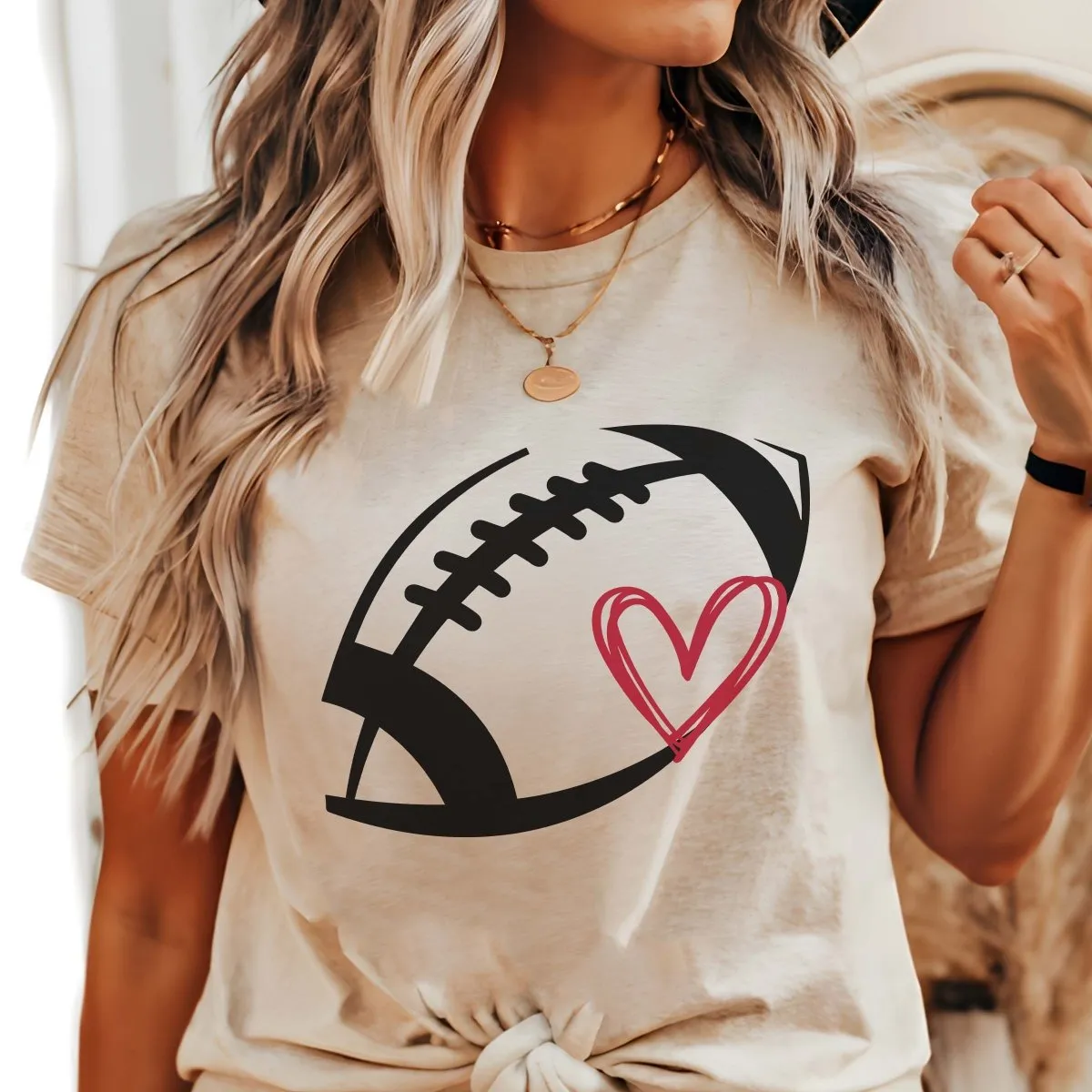 Football With Heart Graphic Tee