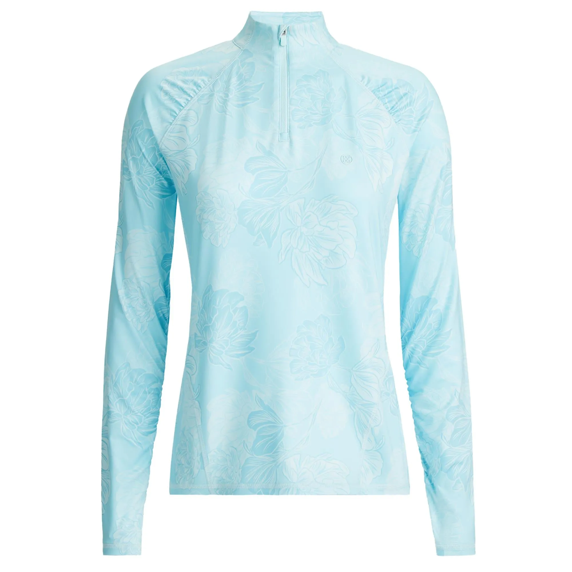 G/FORE Printed Ruched Quarter Zip Ladies Light Golf Mid Layer Powder