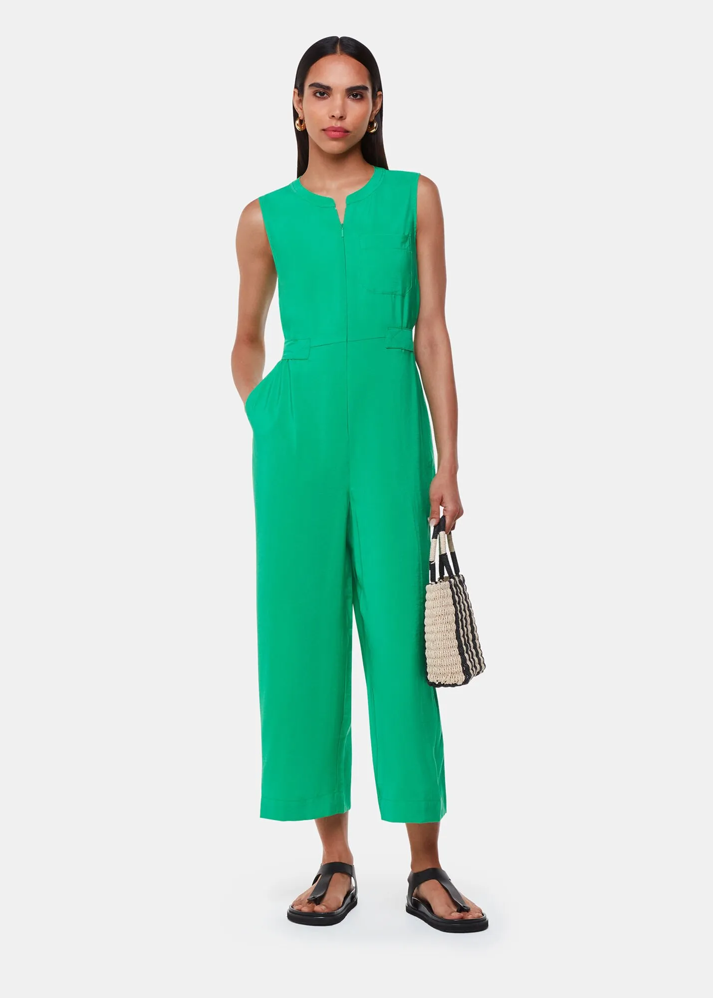 Green Josie Zip Front Jumpsuit