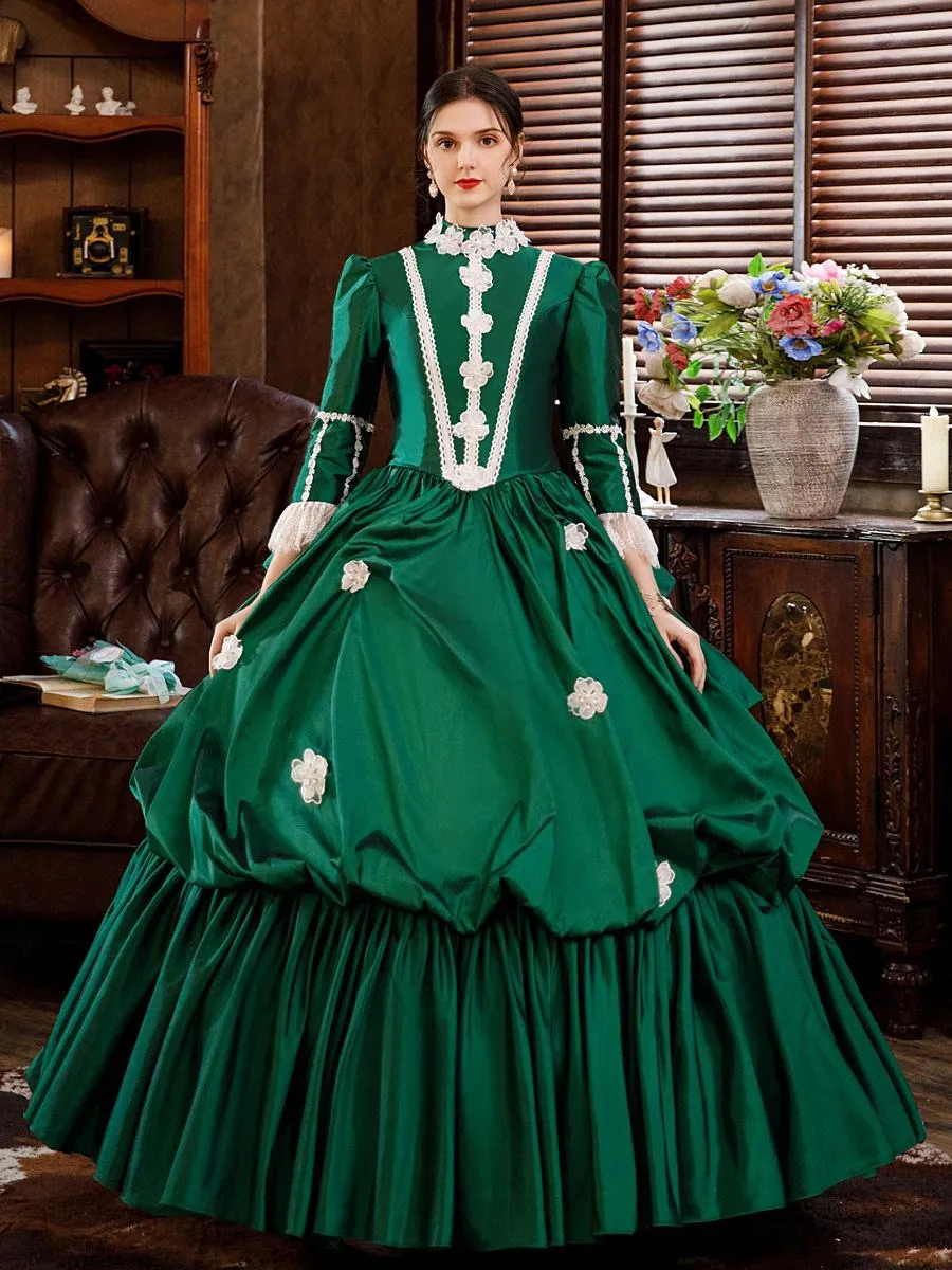 Green  Retro Tudor Dress Costumes  For Women Dress Euro-Style Marie Antoinette Costume Masquerade Ball Gown