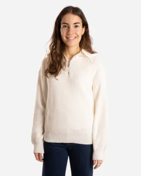 Half Zip Sweater - White