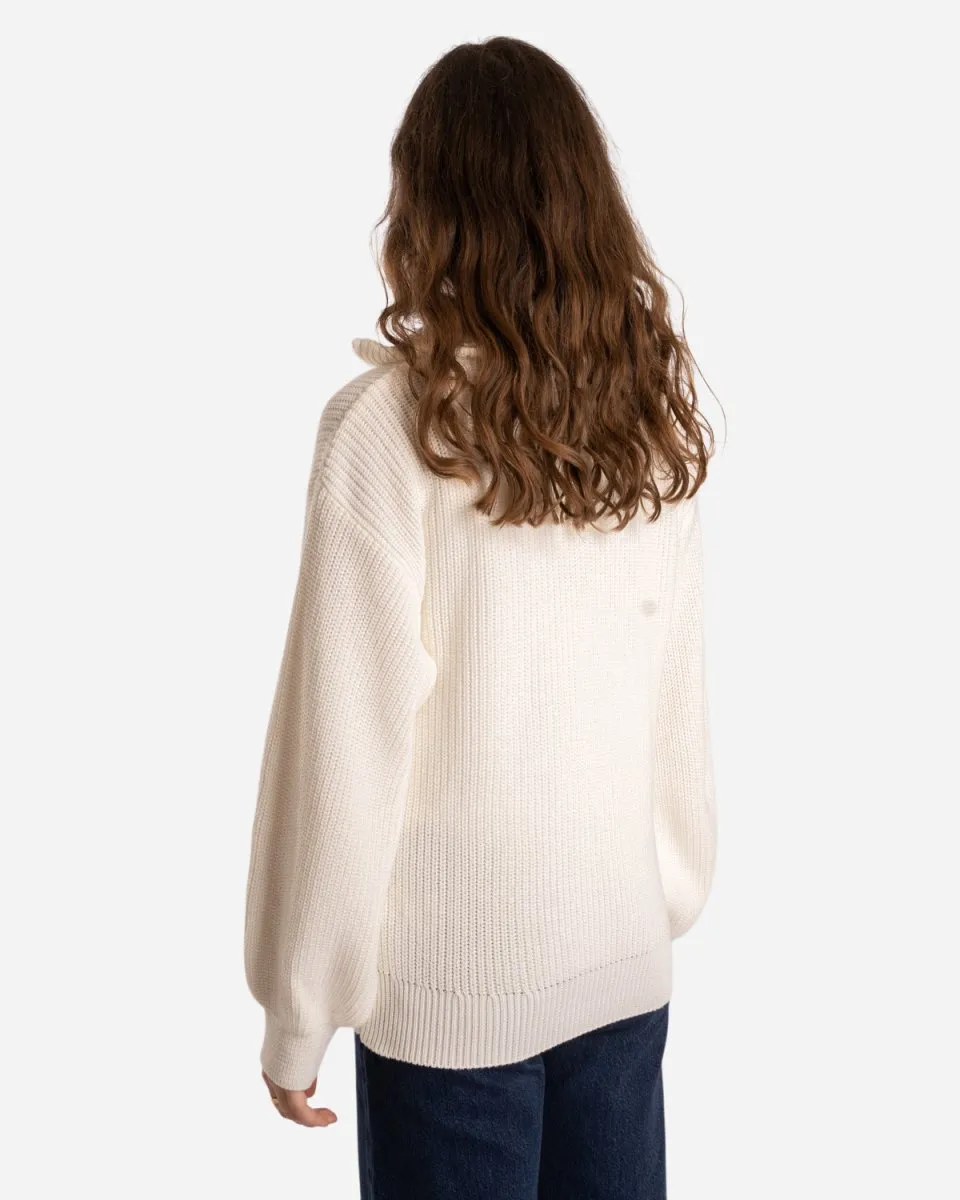 Half Zip Sweater - White