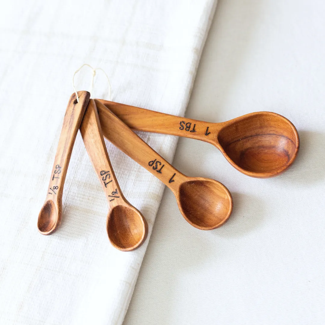 Hand Carved Wood Measuring Spoon Set