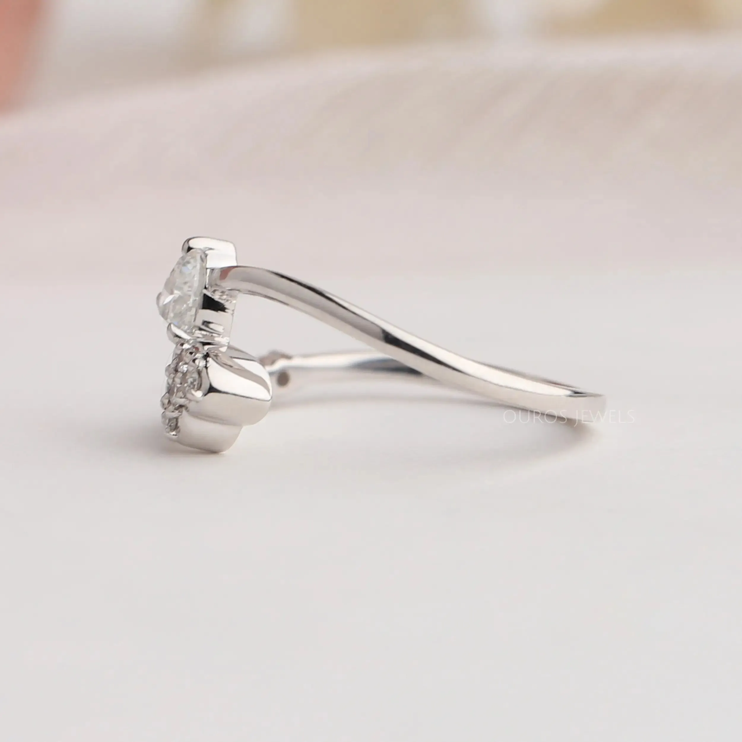 Heart Diamond  Bypass Set  Dainty  Ring