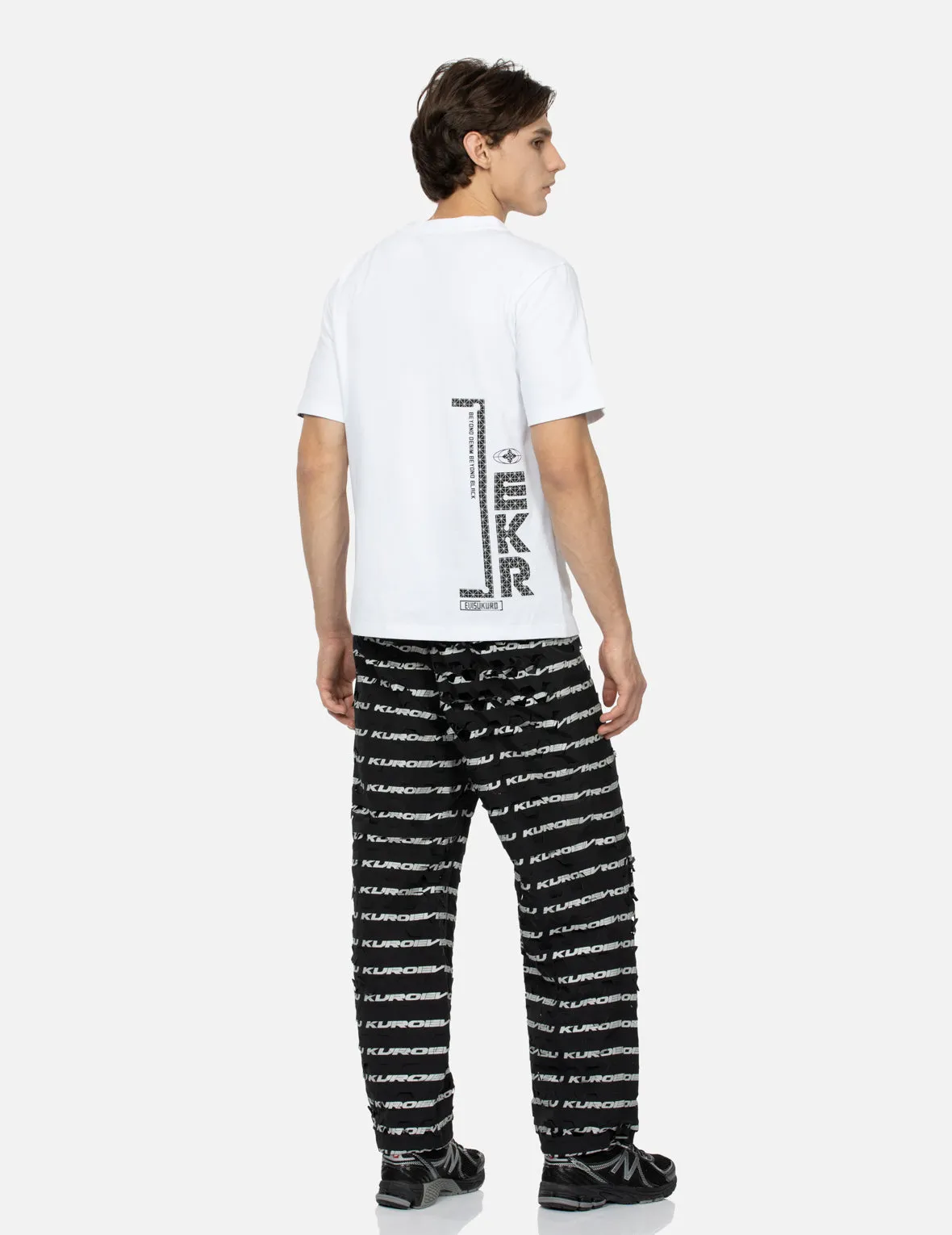 Hexagon Laser Cut Allover Print Regular Fit Pants