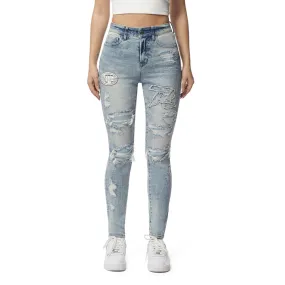 High Rise Super Skinny Racing Jeans - Lowell Blue