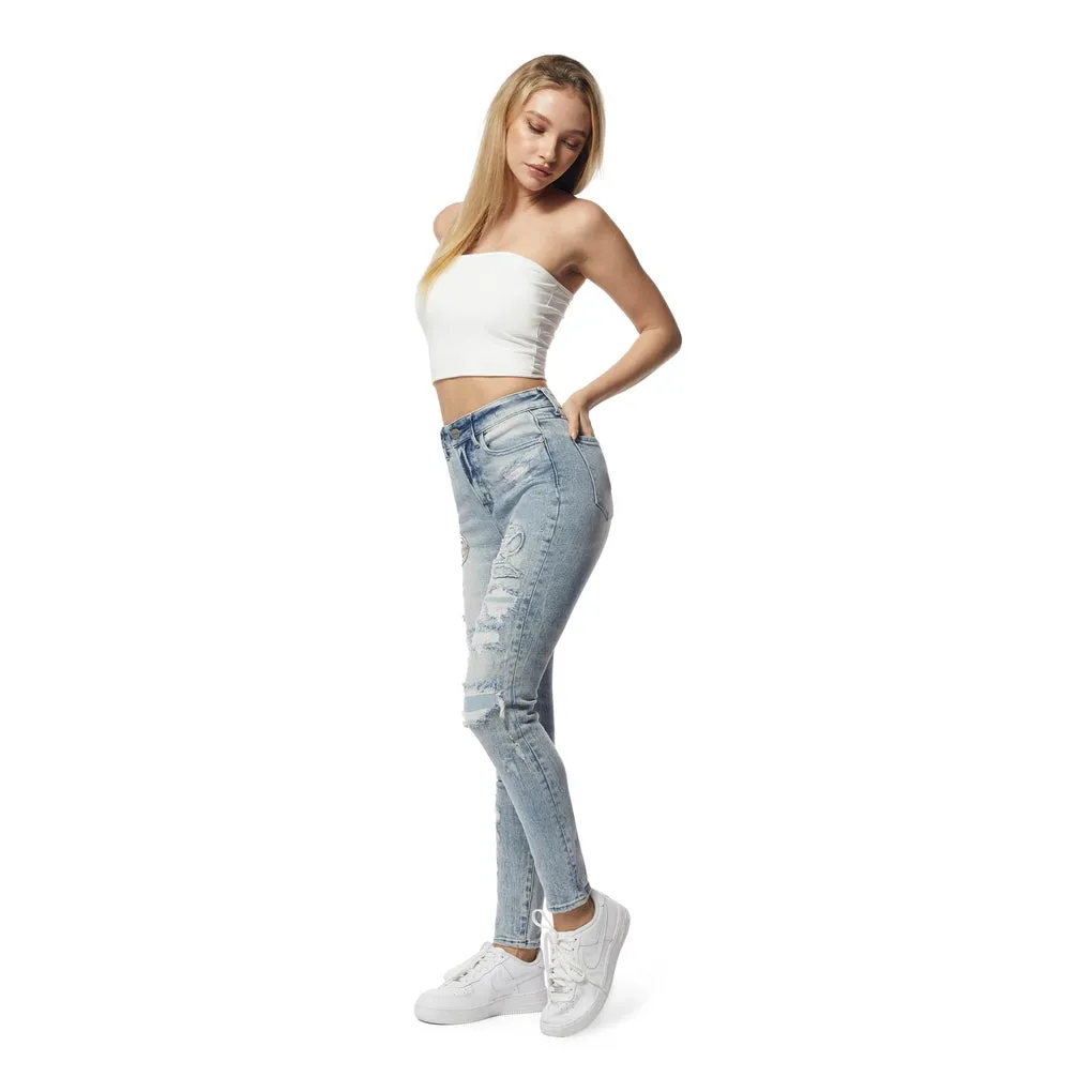 High Rise Super Skinny Racing Jeans - Lowell Blue