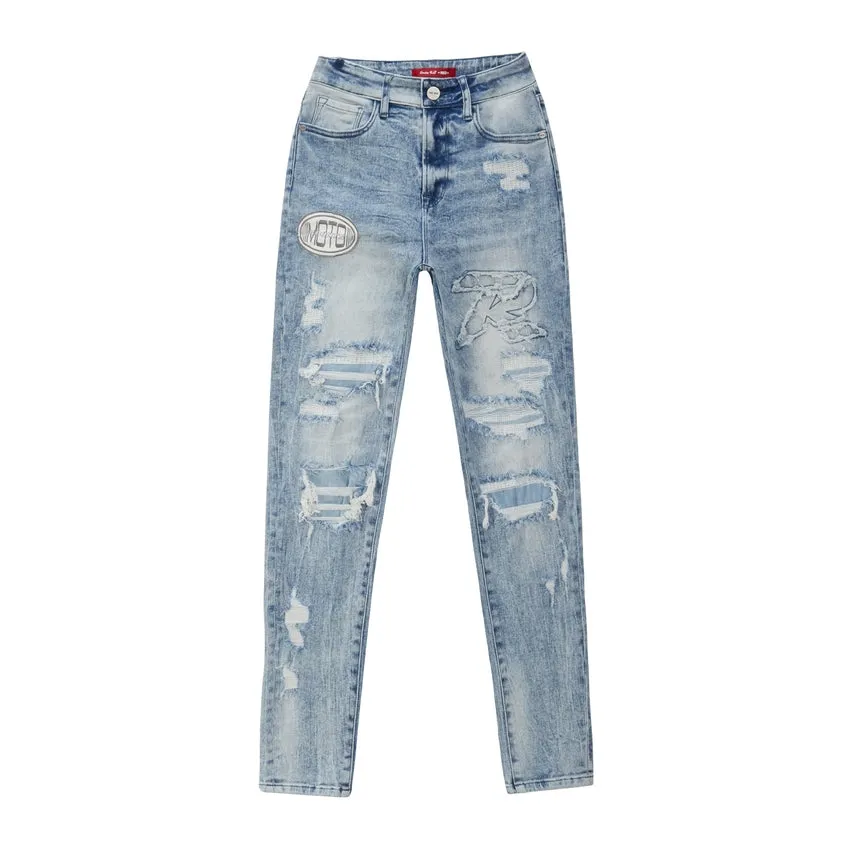 High Rise Super Skinny Racing Jeans - Lowell Blue