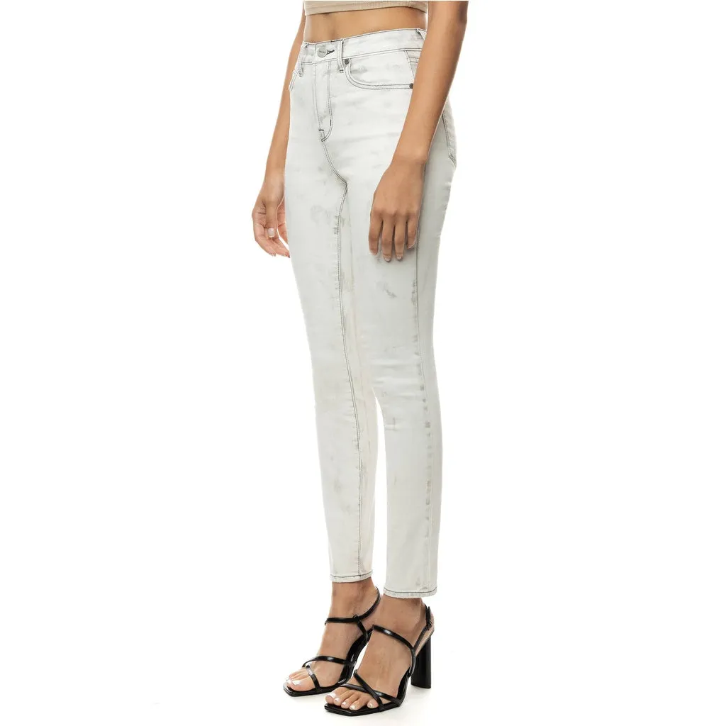 High Rise Super Skinny Slit Knee Jeans - Crystal Grey