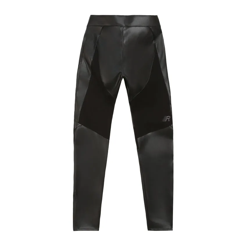 High Rise Super Skinny Vegan Leather Racing Pants - Black