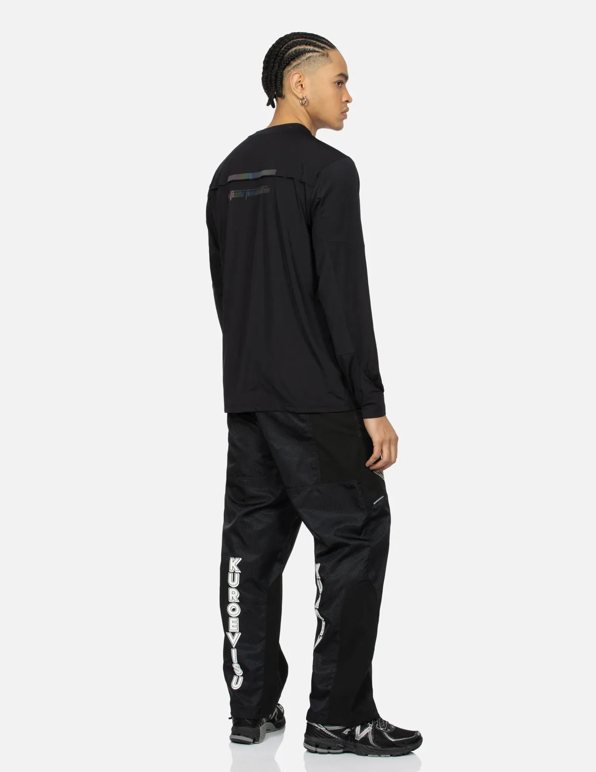 Hollow Logo Print and Reflective Details Regular Fit T-shirt