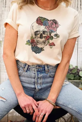 HORROR FALL FLOWERS GRAPHIC TEE PLUS SIZE