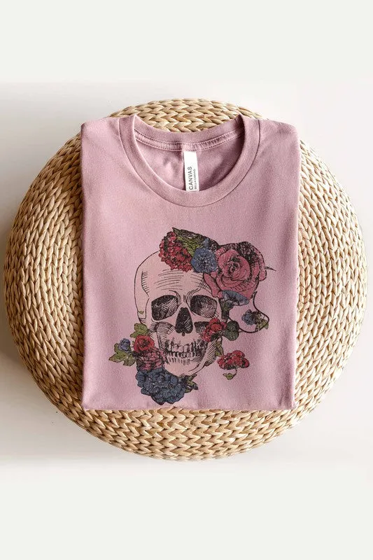 HORROR FALL FLOWERS GRAPHIC TEE PLUS SIZE