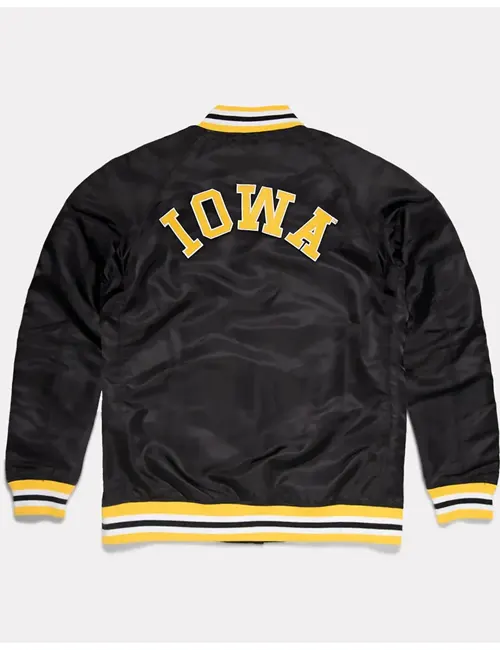 Iowa Hawkeyes Script Black Satin Jacket - William Jacket