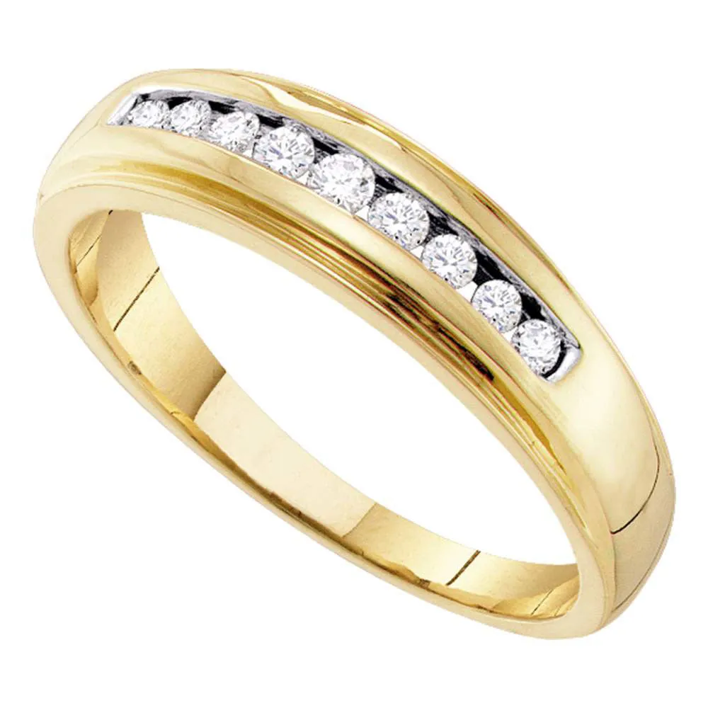 Keene Jewelers 10kt Yellow Gold Mens Round Channel-set Diamond 5mm Wedding Band Ring 1/4 Cttw