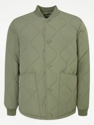 Khaki Quilted Lightweight Jacket | Men | George at ASDA