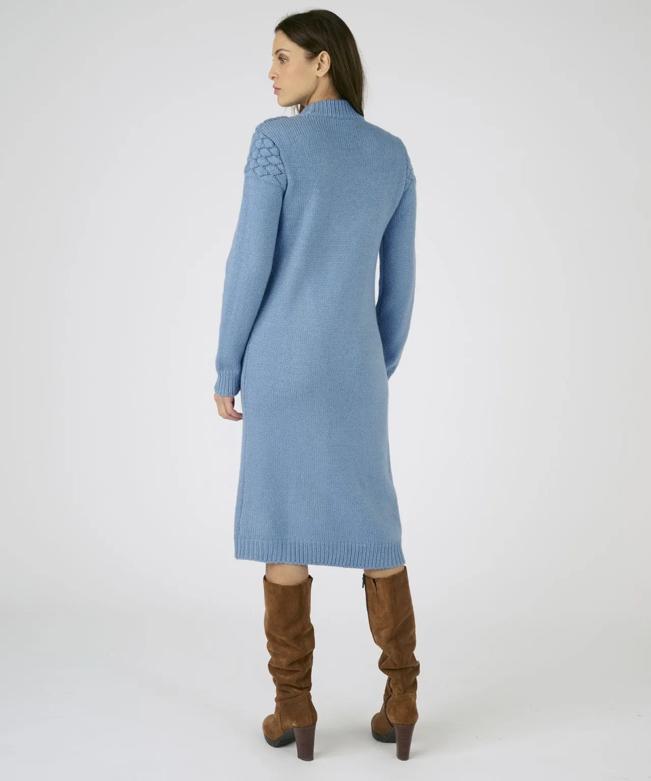 Knitted Front Detail Long Sleeved Dress