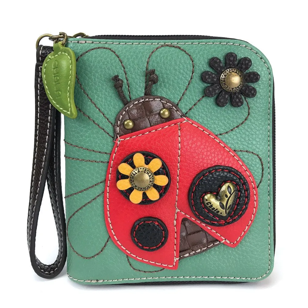 Ladybug Zip-Around Wallet in Teal