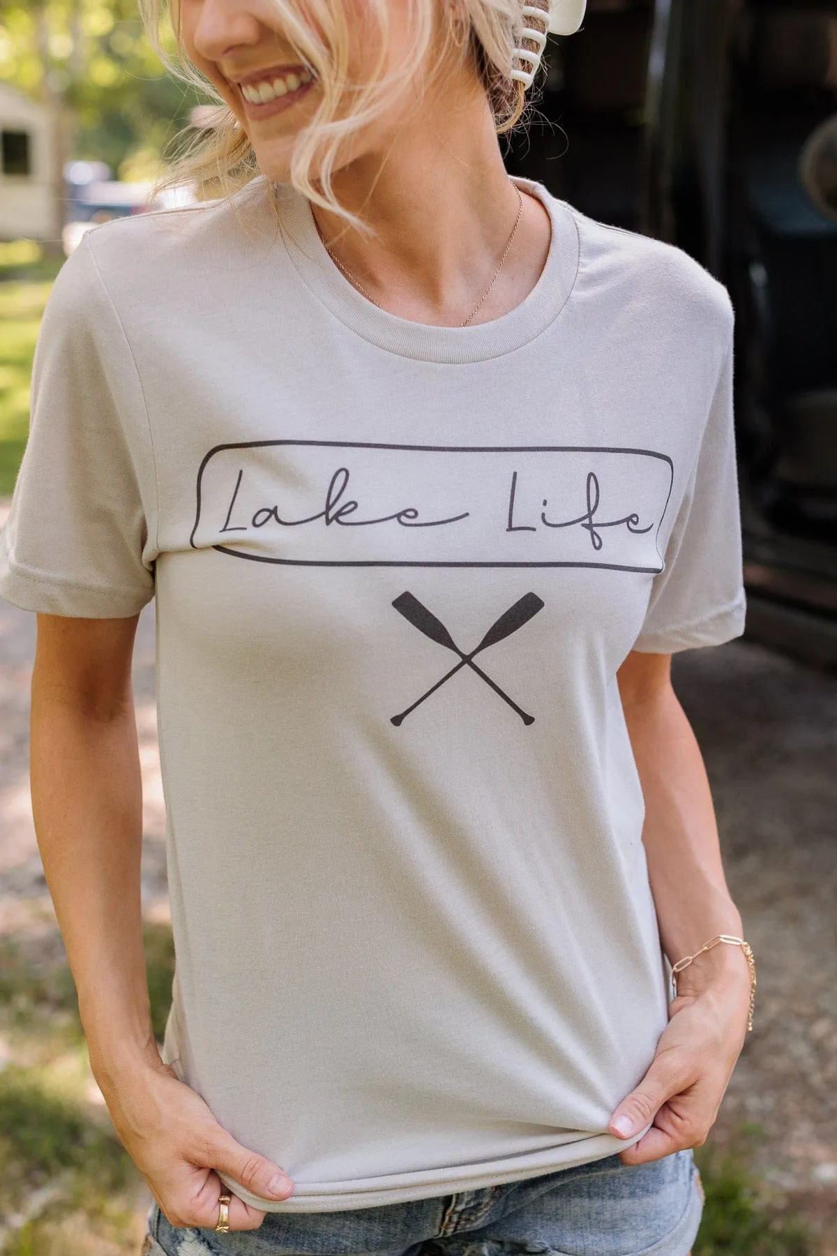 Lake Life Graphic Tee- Beige