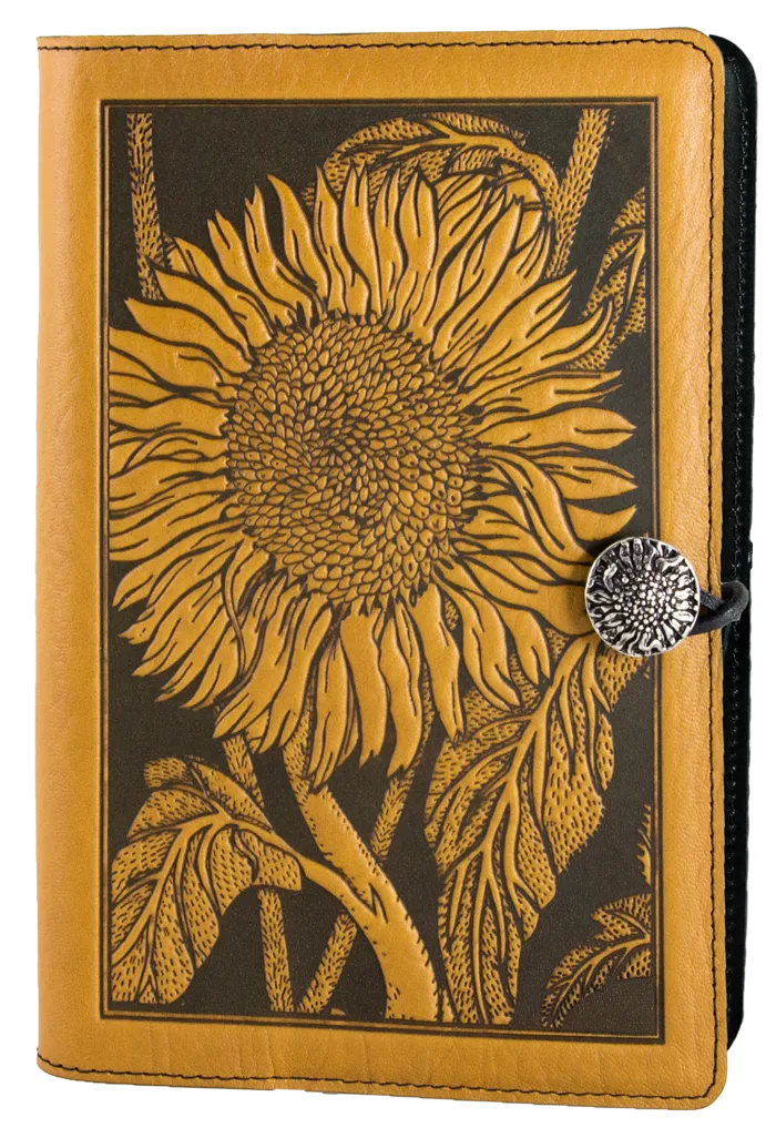 Large Leather Journal -  Sunflower in Marigold