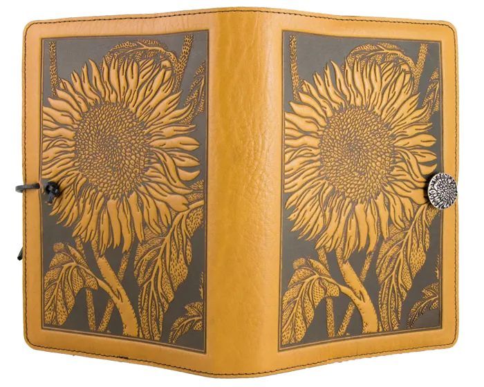 Large Leather Journal -  Sunflower in Marigold